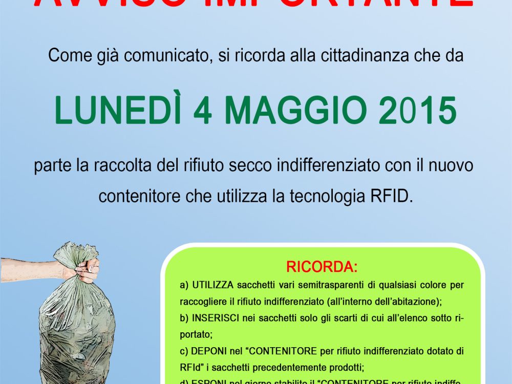 Contenitore RFId per il rifiuto secco indifferenziato